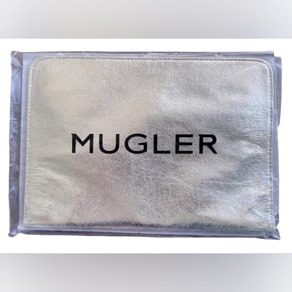 NWT Thierry Mugler Gold Metallic Vegan Pouch Clutch Envelope Purse Evening Bag - Picture 5 of 7